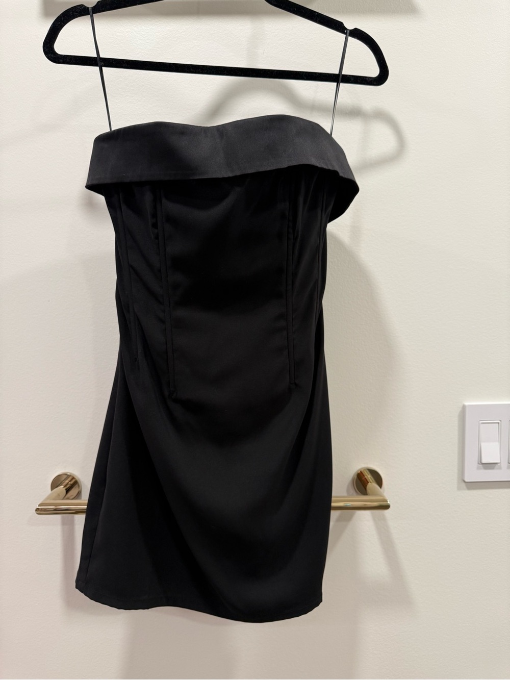 With Jean Black Fold-Over Off-Shoulder Mini Dress. Homecoming perfect!